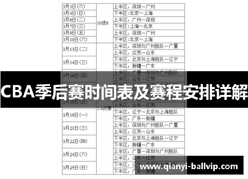 CBA季后赛时间表及赛程安排详解